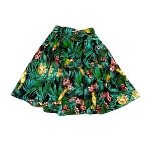 Novelty 50s Tiki Bar Paradise Tropical Birds Parrot Pin Up Girl Skirt